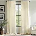 Ivory Velvet Curtains 96 Inches Long for Bedroom Aesthetic 2 Panel Back Tab Pocket Thick Heavy Sound Proof Reducing Light Filtering Off White Drape for Patio Sliding Door Living Room Darkening Elegant