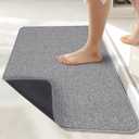 Bosap Bath Mat, Ultra Thin Bathroom Rugs, Rubber Bath Mats for Bathroom, No Slip Bath Rugs, Quick Dry, Machine Washable, Low Pile, Absorbent, Shower Outside, Sink, Home Decor Accessories.Grey,1'5"x2'3" (2 Pack)