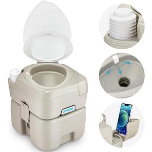 Kohree Portable Toilet for Camping 5.3 Gal: 20L Cassette Toilet Porta Potty for Adults with Diagonal Elongated Bowl Seat - Leakproof Bellows Flush Pump, Large Capacity Camping Toilet for RV Trailer