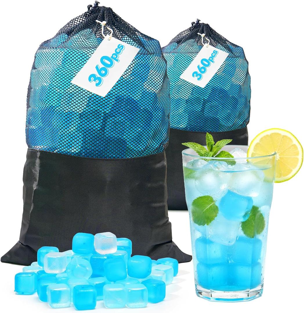 Nilpferd 720 Pack Reusable Ice Cubes for Drinks, BPA-Free Ice Packs for Lunch Boxes, Coolers, Refreezable Plastic Ice Cubes Without Diluting Drinks for Party Hosts & Outdoor Ice Baths Enthusiasts, Standard