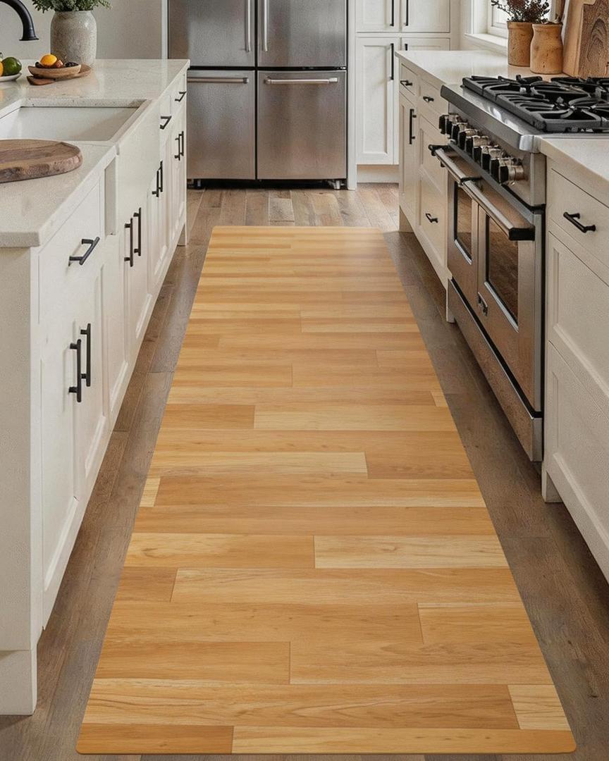 3'×10' Non Slip Vinyl Floor Runner Waterproof 1.8mm Thick,Woodgrain Pattern Vinyl Runners for Hallway , Kitchen, High Traffic, Low Profile Area Plastic Floor Runner,Wear Resistant PVC Rug Cover Roll