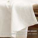 Bedsure GentleSoft 100% Cotton Blanket Queen Size for Bed - Breathable and Lightweight, Soft Cozy Textured Herringbone Woven Blanket for Summer, Cream, 90x90 inches