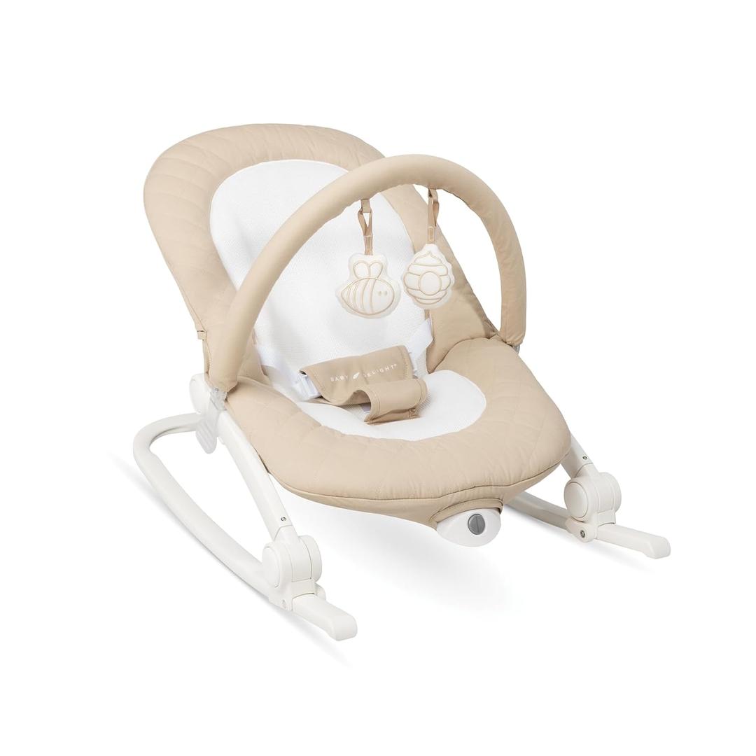 Baby Delight Aura | Deluxe Portable Rocker & Seat for Infants | Soothing Vibration & Sounds | Baby Rocker | Quilted Organic Oat