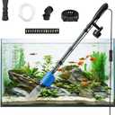 FOUSIUTIM 6in1 Electric Aquarium Gravel Cleaner, 530GPH Fish Tank Vacuum with Water Changer, Sand Washer & Debris Remover, Quiet 32W Pump & Telescopic Pole for Freshwater & Saltwater Tanks (Blue)