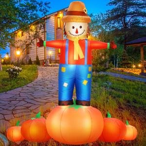 Bencailor 4.7 Ft Fall Inflatables Scarecrow Outdoor Decorations Autumn Blow up Scarecrow Pumpkin with Built in LED Lights for Thanksgiving Yard Lawn Garden Home Decor