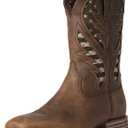 Ariat Mens Hybrid VentTEK Western Boot Distressed Brown/ American Flag 11.5 Wide