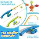 Magnetic Fishing Game Set for Toddlers 1-3 & Kids Age 3-5 Fishing Toys Includes Pole Rod Net & Floating Fish Water Table Bathtub & Pool Play Accessory with Ocean Animals for Summer Fun