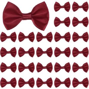 M METERXITY 60-Pack 1.5 Inch Mini Ribbon Bows|Premium Polyester Craft Bows for Gift Wrapping, Wedding Favors, DIY Hair Accessories, Christmas & Party Decoration [Wine Red]