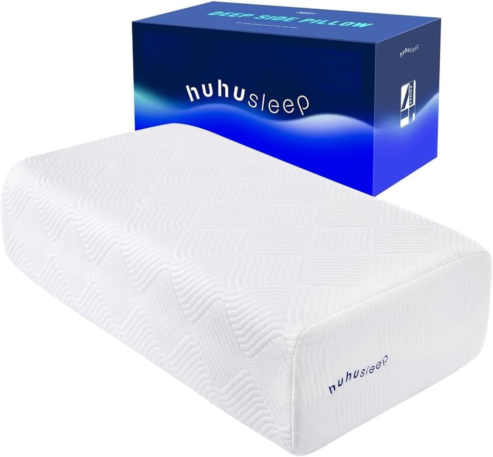 Cube Pillow for Side Sleeper with Firm Layer, Cooling Memory Foam Pillows with Two Side Four Types of Softness for Neck and Shoulder Pain, 24"x12"x7"