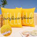 DFXSZ Outdoor Pillow Covers 18x18 Inch Set of 2 Hello Sunshine Decor Yellow Waterproof Summer Outdoor Waterproof Pillow Covers Decor for Patio Funiture Garden Sofa Couch 020B18