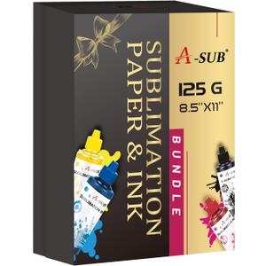 A-SUB Sublimation Paper 125gsm and Sublimation Ink Bundle Kit for Heat Transfer on Tumblers, Tee shirt, Mugs,etc. to Personalize your Holiday Gift
