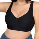 SHAPERX Bras for Women No Underwire Seamless Oversized Everyday Bra Comfort Wireless Padded Soft Support Bralette (Large, Black)