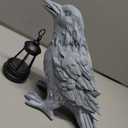 Solar Crow Statue with Light Gothic Outdoor Decor for Garden Yard Patio Halloween Decorations Outdoor Unique Goth Gifts for Home Decor Enthusiasts Grey