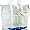 Bluboon Mesh Beach Tote Bag with Cooler Compartment Insulated Detachable Picnic Bag with Zipper and Pocket Pool Bag for Women