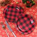 Aneco 60 Pieces Red and Black Plaid Paper Plates Disposable Plates Round Plates Party Supplies for Party, 7 Inches