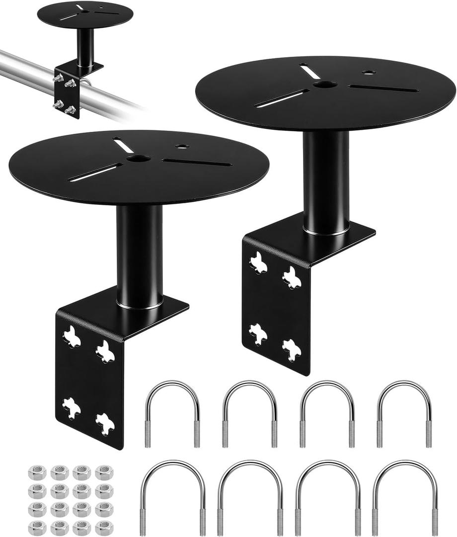 2Pcs Universal Strobe Light Mounting Bracket for Trucks Trailers, Beacon Light Mirror Bracket Mount with 4 U-Bolts, Corrosion-Resistant Warning Light Holder