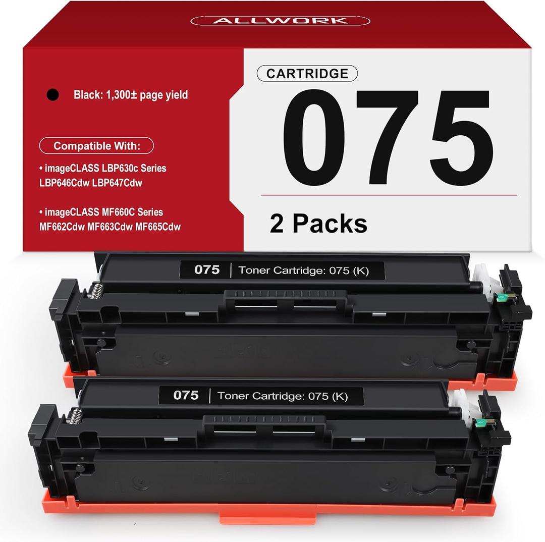 075 Toner Cartridge Compatible Replacement for Canon 075 075H Toner Cartridge Set Works for Canon Color imageclass MF665cdw MF662Cdw MF663Cdw LBP646Cdw LBP647Cdw LBP640 MF660 Series Printer, 2 Black