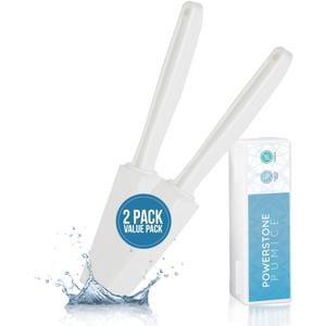Powerstone Pumice Stone Toilet Bowl Cleaner with Extra Long Handle - 2 Pack | 3'' Longer Handle | Remove Hard Water Stains, Rings & Limescale from Toilets, Bathtubs, Sinks, Pools, BBQ