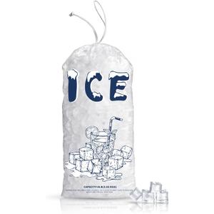 100 Pack Plastic Ice Bags 8 lb, Heavy-Duty Ice Bags 19 x 11 inch with Drawstring(2 Mils Thickness)