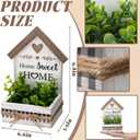 Geelin Artificial Eucalyptus Table Centerpiece Home Sweet Home House Shaped Wooden Block Sign Farmhouse Rustic Decor for Desk Table Shelf Kitchen, New House Decoration, Housewarming Gift