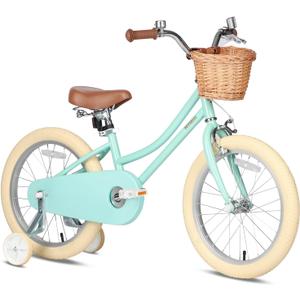Petimini Vintage Kids Bike for Girls, 1220 Inch Classic Bicycle with Wicker Basket & Bell, High Tensile Steel Frame, Training Wheels (1218), 85% Pre-Assembled, Retro Bike for Outdoor Riding