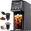 SHARDOR Hot & Iced Coffee Maker, K Cup Coffee Maker Compatible with Ground Coffee, Single Serve Coffee Machine with Bold Setting, Reusable Filter, Travel Mug Friendly, Compact Design, Grey