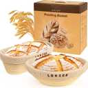 Banneton Bread Proofing Baskets Set of 2, 10" Round & 11" Oval Sourdough Proofing Baskets with Liners, Proofing Baskets for Sourdough Bread Baking (Rattan)