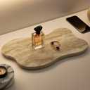 Natural Travertine Tray Luxury Travertine Vanity Tray Cloud Shape for Bathroom Kitchen Counter, Decorative Service Plate Perfume Plate, Catchall Tray for Jewelry, Candle, Perfume, 13.7x9.0x0.6in