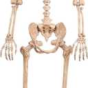 Crazy Bonez Original Pose-N-Stay Halloween Skeleton, 5 FT  Life-Size, Realistic, Fully Poseable Indoor & Outdoor Decoration, Durable Plastic Spooky Prop for Yard, Porch, Haunted House
