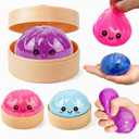 1PCS Dumpling Glitter Stress Balls, Squishy Fidget Toys for Kids 3.94" Quicky Rising Squishy Sugar Ball, Dumpling Sensory Squeeze Toys for Office Desk, Party Favors, Easter Basket Stuffers (Purple)