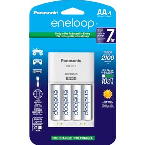 Eneloop Panasonic K-KJ17MCA4BA Advanced Individual Cell Battery Charger Pack with 4 AA 2100 Cycle Rechargeable Batteries