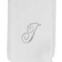 Monogrammed Towels Fingertip, Personalized Gift, 11 x 18 Inches - Set of 4- Silver Embroidered Towel - Extra Absorbent 100% Cotton- Soft Velour Finish - For Bathroom/ Kitchen/ Spa- Initial L (White)