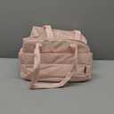 Lightweight Dog Purse Carrier for Small Dogs Under 15 lbs, Puffy Quilted Pet Carrier Tote for Puppies with Safety Leash Clip, Women's Hands-Free Dog Carrier Bag for Travel/Shopping (Beige)