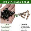 Mellewell #10 x 1-1/4" Hex Washer Head Self Drilling Screws, 410 Stainless Steel Self Tapping Sheet Metal Screws, Black Finish, 50 PCS