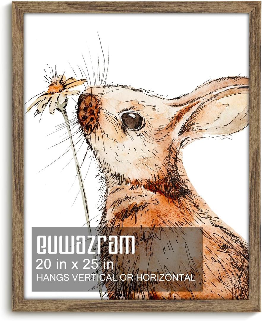 Rustic Walnut 20x25 Frame - Single Frame, 20 x 25 Poster Frame for Artwork, Puzzles, Photos and Movie Posters Picture Frames