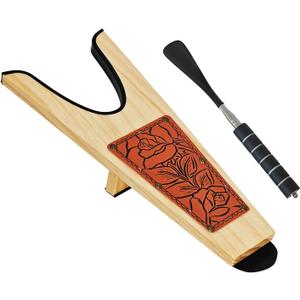 Wooden Boot Jack for Cowboy Boots with Wide Opening Design & Shoe Horn 2-in-1 Boot Remover and Puller