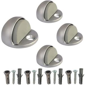 QCAA Low Dome Floor Door Stop, H 25.4 x Diameter 44.5mm, Zinc Die Cast, Satin Nickel, Made in Taiwan, 4 Pack