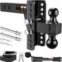 Adjustable Trailer Hitch -Drop Hitch-Tow Hitch with 2 inch Receiver-6inch Drop/Rise, 2" & 2-5/16" Ball Hitches for Trucks, 20,000 LBS GTW, Trailer Hitches with Anti-Theft Pin, Black