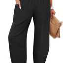 ANRABESS Womens Wide Leg Palazzo Capri Pants 2026 Summer Casual High Waisted Barrel Lounge Flowy Cropped Beach Work Trousers (Black, L)