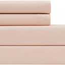 Calvin Klein Home Naturals Solid 250 TC Percale Set of 4 Sheet Set, Cal-King Size, 55% Cotton & 45% Tencel (Beechwood)