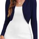 OmicGot Women's Cropped Cardigan Sweaters Long Sleeve Open Front Bolero Shrugs for Dresses L
