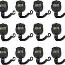 12 pack Multi-function Electronic Digital Sport Stopwatch Timer, Large Display with Date Time and Alarm Function,suitable for Sports Coaches Fitness Coaches and Referees