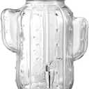 1 Gallon Cactus Drink Dispenser for Parties, 135 oz Clear Cactus Shaped Beverage Dispenser with Lid and Spigot for Weddings, Party, Sun Tea Jar, Water Juice Lemonade