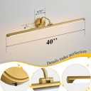 Hardwired Picture Light for Wall,39 Inch Modern Brass Dimmable Frame Light with Adjustable Swing Arm,3CCT LED Art Display Light for Paintings,120 Volts Gallery Wall Light,Hallway Vanity Light,12W