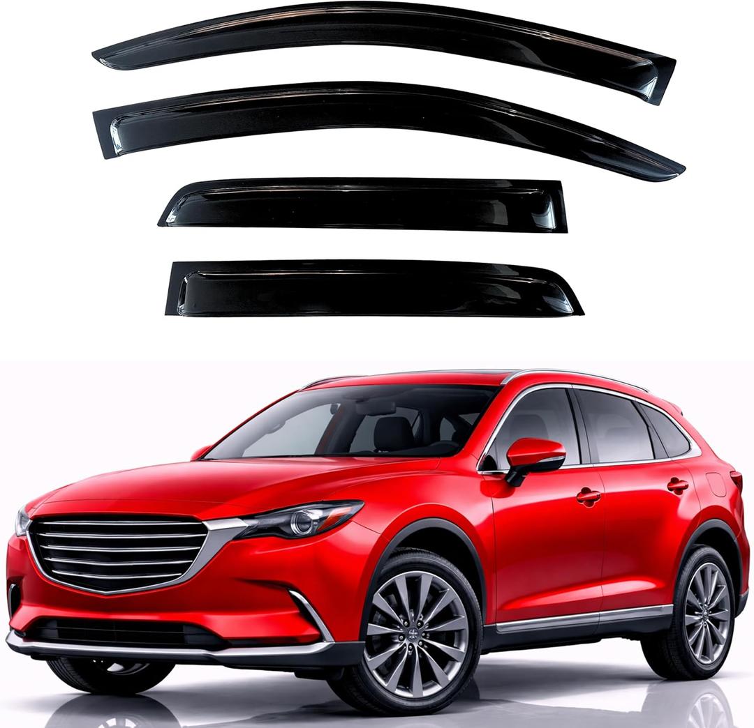KPY Rain Guards Fit for 2016-2023 Mazda CX-9, Out-Channel Window Visors Vent Wind Deflectors 4PC, Car Accessories for 16-23 Mazda CX9