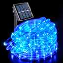 JMEXSUSS 200 LED Pool Accessories Solar Rope Lights Outdoor, 72ft IP 65 Outdoor Waterproof Solar Pool Lights with 8 Modes, Blue Solar Christmas Lights for Trampoline Fence Yard Walkway Christmas