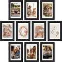 upsimples 4x6 Picture Frame Set of 10, Display Pictures 3.5x5 with Mat or 4x6 Without, Multi Photo Frames Collage for Wall or Tabletop Display, Black