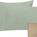 Bioweaves 100% Organic Cotton Pillow Cases 300 Thread Count Soft Sateen Weave GOTS Certified  Standard/Queen Size, Set of 2, Basil