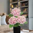 Hollyone Pink Hydrangea Artificial Flowers in Pot Large Silk Hydrangea Flowers Fake Flowers Arrangements for Indoor Home Office Kitchen Table Centerpieces Wedding Decorations