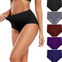 Molasus Women's Cotton Underwear High Waisted Full Coverage Ladies Panties (Regular & Plus Size), Medium